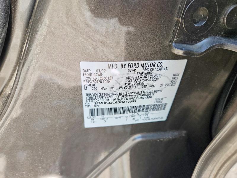 55206486 :رقم المزاد ، 2FMDK3JC6DBA13065 vin ، 2013 Ford Edge مزاد بيع