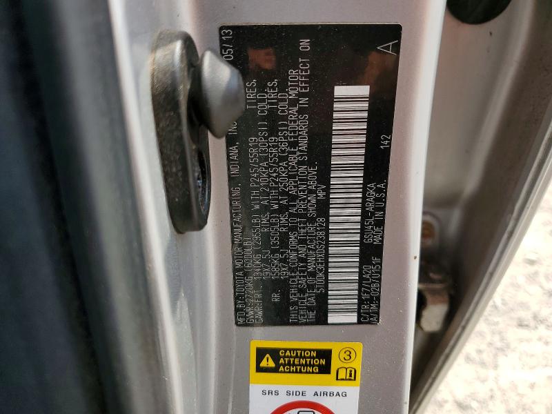 2013 Toyota Highlander მანქანა იყიდება აუქციონზე, vin: 5TDDK3EHXDS238128, აუქციონის ნომერი: 55779176