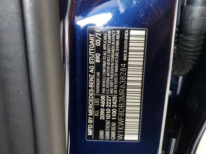 Aukcja sprzedaży 2021 Mercedes-benz C, vin: W1KWF8DB3MR638284, numer aukcji: 58062106