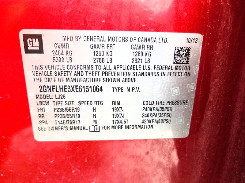 58743376 :رقم المزاد ، 2GNFLHE3XE6151064 vin ، 2014 Chevrolet Equinox مزاد بيع
