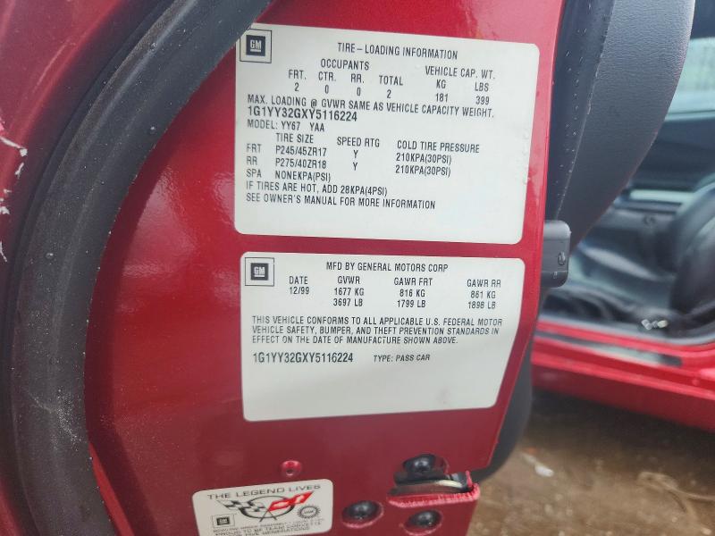 56440086 :رقم المزاد ، 1G1YY32GXY5116224 vin ، 2000 Chevrolet Corvette مزاد بيع
