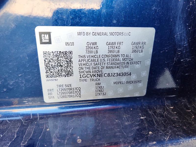 Продажа на аукционе авто 2018 Chevrolet Silverado, vin: 1GCVKNEC8JZ343054, номер лота: 56190646