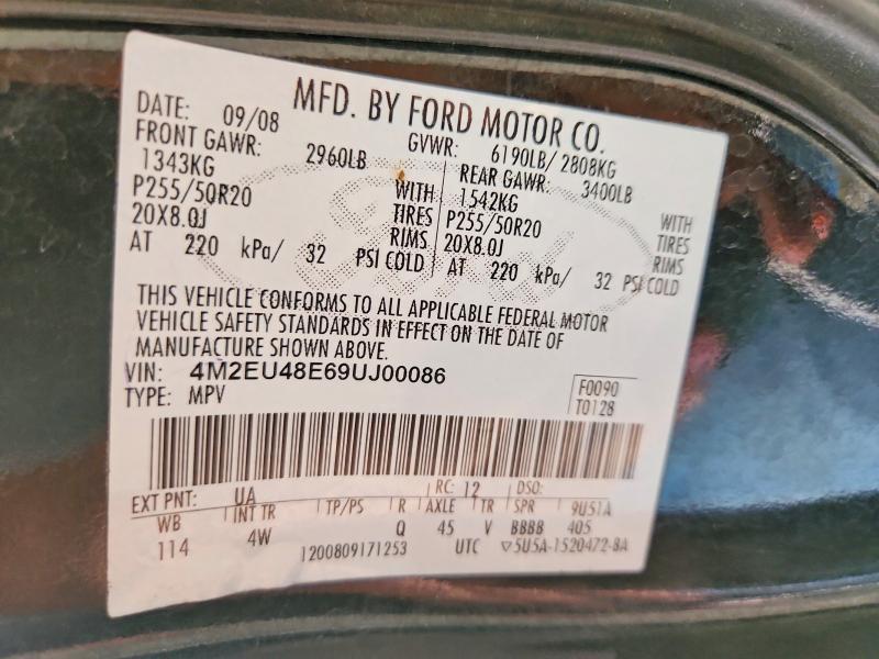 Продажа на аукционе авто 2009 Mercury Mountaineer, vin: 4M2EU48E69UJ00086, номер лота: 57086256