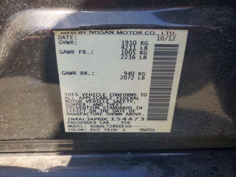 Продажа на аукционе авто 2013 Nissan Altima, vin: 1N4AL3AP6DC154473, номер лота: 57358606