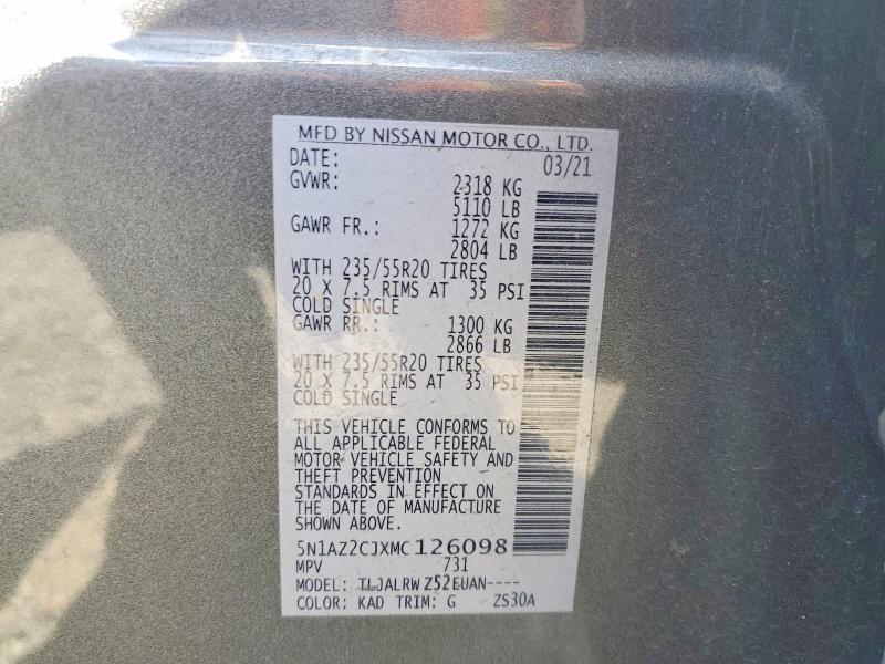Продажа на аукционе авто 2021 Nissan Murano, vin: 5N1AZ2CJXMC126098, номер лота: 56794276