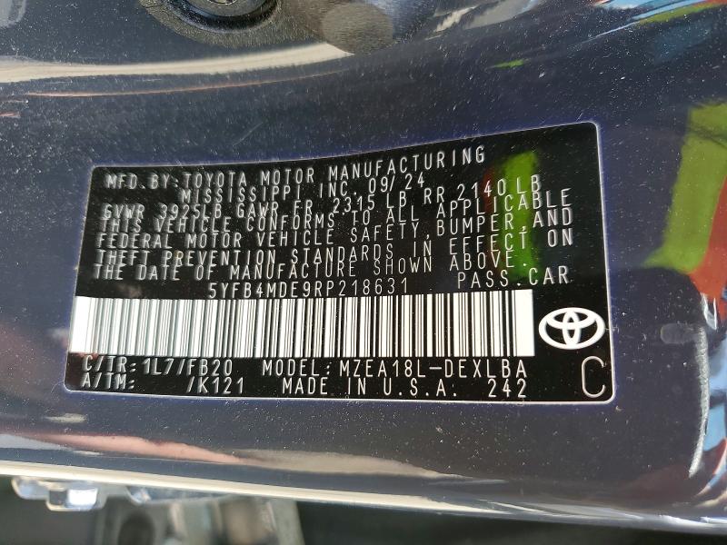 Aukcja sprzedaży 2024 Toyota Corolla, vin: 5YFB4MDE9RP218631, numer aukcji: 55746026