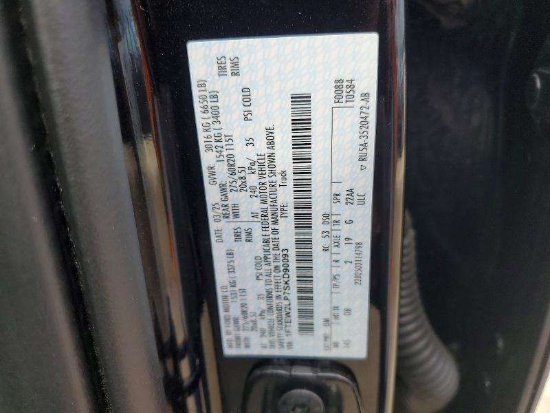 2025 Ford F150 მანქანა იყიდება აუქციონზე, vin: 1FTEW2LP7SKD90093, აუქციონის ნომერი: 57164746