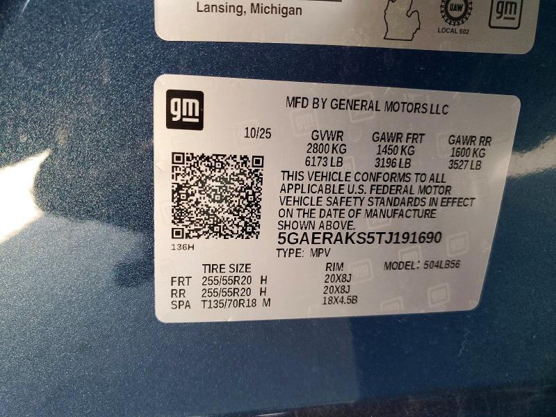 57415146 :رقم المزاد ، 5GAERAKS5TJ191690 vin ، 2026 Buick Enclave مزاد بيع