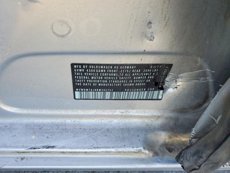 58905806 :رقم المزاد ، WVWDM7AJ8BW202753 vin ، 2011 Volkswagen Golf مزاد بيع