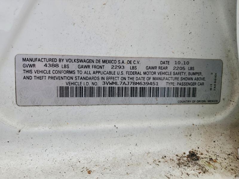 Aukcja sprzedaży 2011 Volkswagen Jetta, vin: 3VWML7AJ7BM639451, numer aukcji: 58115626
