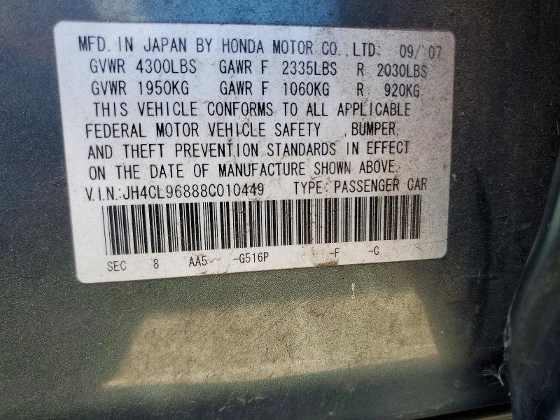 57199906 :رقم المزاد ، JH4CL96888C010449 vin ، 2008 Acura Tsx مزاد بيع