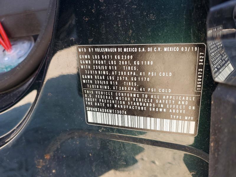 Продажа на аукционе авто 2019 Volkswagen Tiguan, vin: 3VV4B7AX9KM113074, номер лота: 55233026
