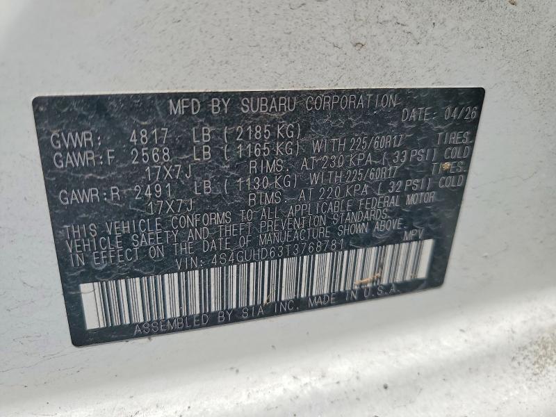 58273806 :رقم المزاد ، 4S4GUHD63T3768781 vin ، 2026 Subaru Crosstrek مزاد بيع