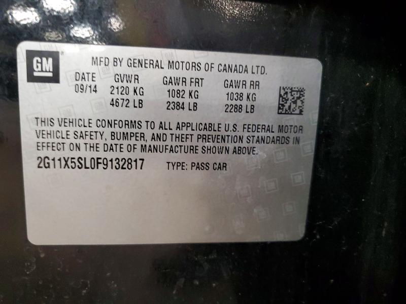 55838386 :رقم المزاد ، 2G11X5SL0F9132817 vin ، 2015 Chevrolet Impala مزاد بيع