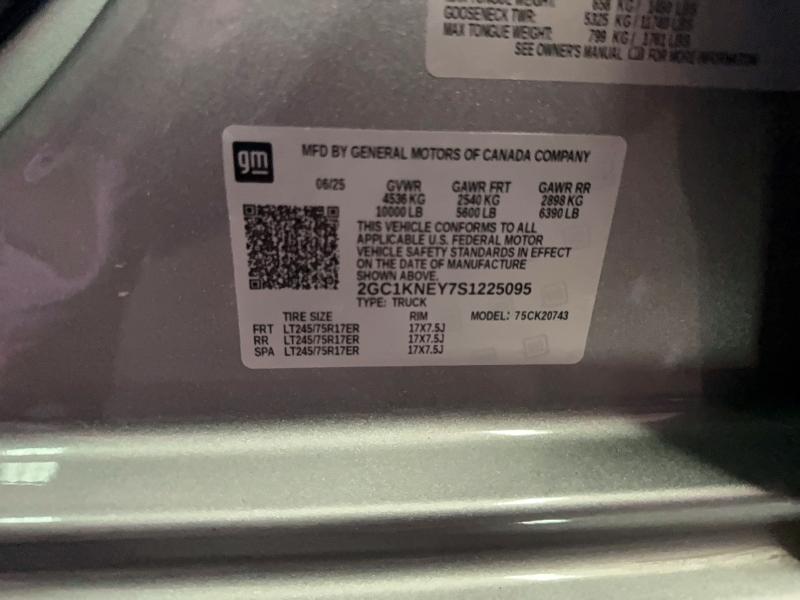 85992605 :رقم المزاد ، 2GC1KNEY7S1225095 vin ، 2025 Chevrolet Silverado مزاد بيع