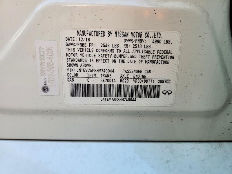 57843446 :رقم المزاد ، JN1EV7APXHM740044 vin ، 2017 Infiniti Q50 مزاد بيع