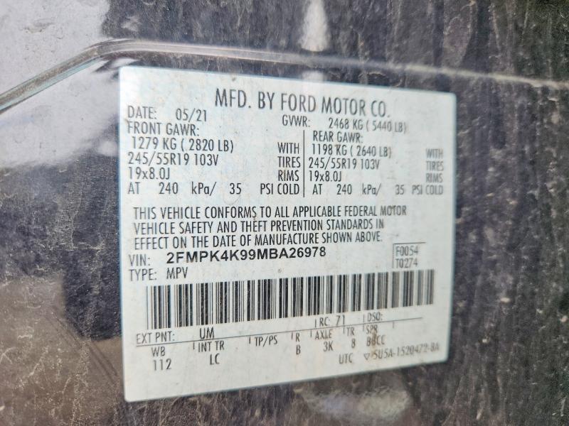 Aukcja sprzedaży 2021 Ford Edge, vin: 2FMPK4K99MBA26978, numer aukcji: 56177676