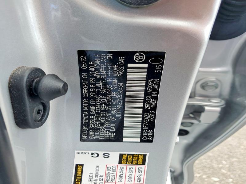 Aukcja sprzedaży 2022 Toyota Corolla, vin: JTDFPMAE0N3026434, numer aukcji: 55814256