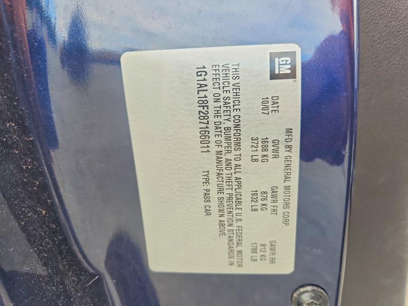 2008 Chevrolet Cobalt მანქანა იყიდება აუქციონზე, vin: 1G1AL18F287166011, აუქციონის ნომერი: 55535946