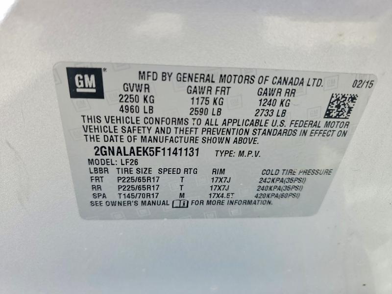 Продаж на аукціоні авто 2015 Chevrolet Equinox, vin: 2GNALAEK5F1141131, номер лоту: 55790326