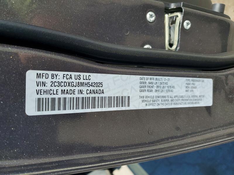 58145496 :رقم المزاد ، 2C3CDXGJ8MH542025 vin ، 2021 Dodge Charger مزاد بيع