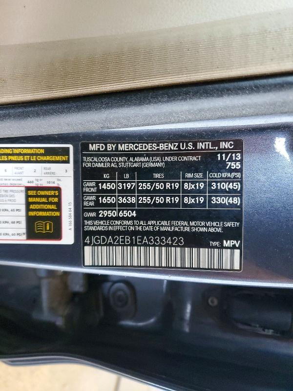 Aukcja sprzedaży 2014 Mercedes-benz Ml, vin: 4JGDA2EB1EA333423, numer aukcji: 57086526