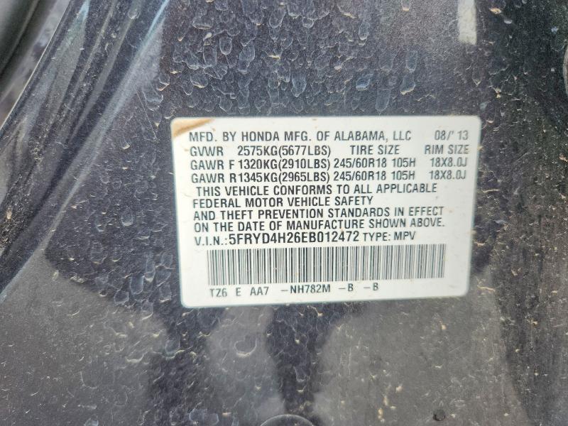 58137906 :رقم المزاد ، 5FRYD4H26EB012472 vin ، 2014 Acura Mdx مزاد بيع