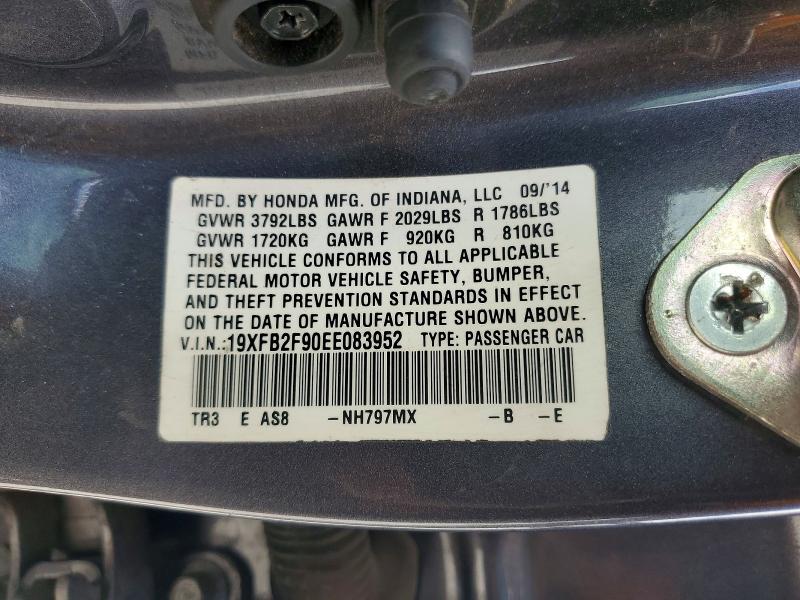 Продажа на аукционе авто 2014 Honda Civic, vin: 19XFB2F90EE083952, номер лота: 56348176