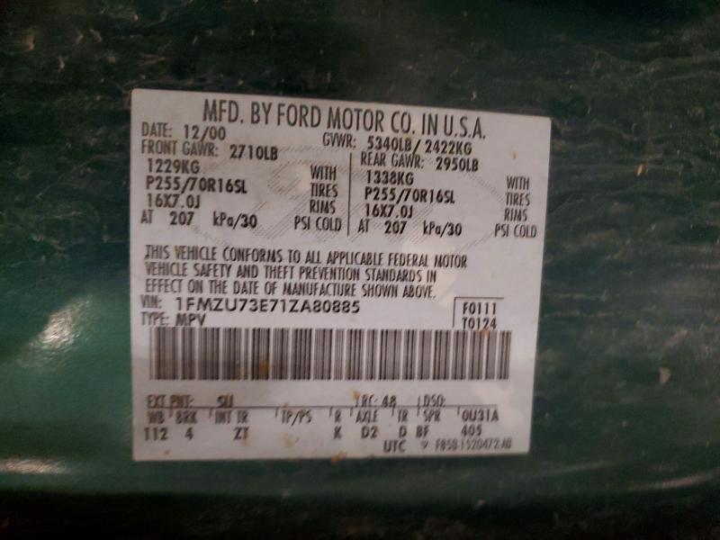 Продажа на аукционе авто 2001 Ford Explorer, vin: 1FMZU73E71ZA80885, номер лота: 57822156