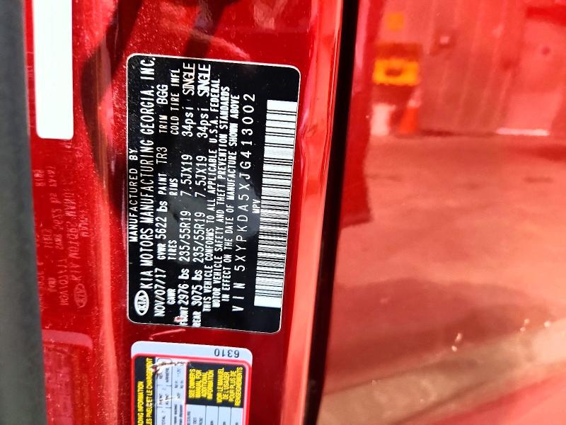 97683665 :رقم المزاد ، 5XYPKDA5XJG413002 vin ، 2018 Kia Sorento مزاد بيع