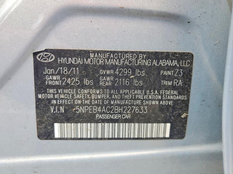 Продажа на аукционе авто 2011 Hyundai Sonata, vin: 5NPEB4AC2BH227633, номер лота: 58987456