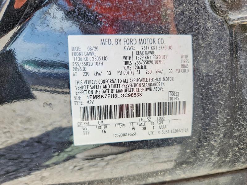 Aukcja sprzedaży 2020 Ford Explorer, vin: 1FMSK7FH8LGC98538, numer aukcji: 58837586