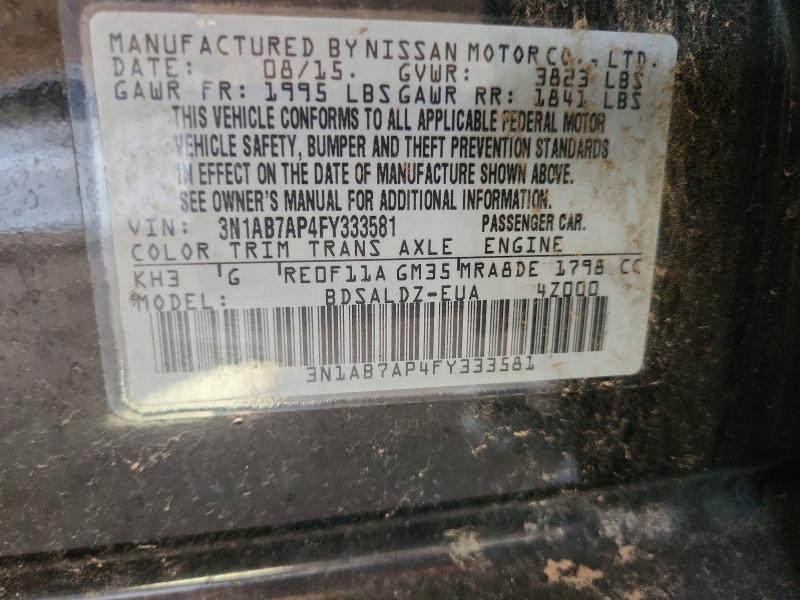 56326756 :رقم المزاد ، 3N1AB7AP4FY333581 vin ، 2015 Nissan Sentra مزاد بيع