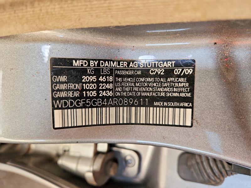 2010 Mercedes-benz C მანქანა იყიდება აუქციონზე, vin: WDDGF5GB4AR089611, აუქციონის ნომერი: 57078376