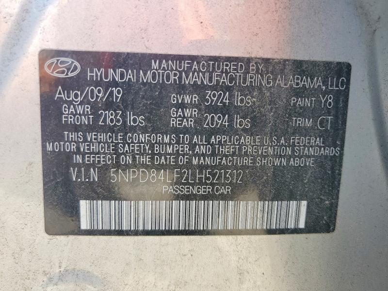 2020 Hyundai Elantra მანქანა იყიდება აუქციონზე, vin: 5NPD84LF2LH521312, აუქციონის ნომერი: 58474636