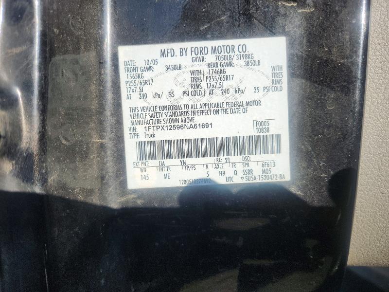 57950026 :رقم المزاد ، 1FTPX12596NA61691 vin ، 2006 Ford F150 مزاد بيع