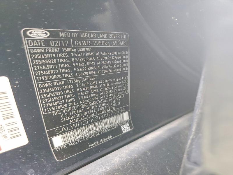 Продажа на аукционе авто 2017 Land Rover Range Rover Sport, vin: SALWR2FK3HA676994, номер лота: 56836266