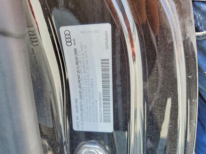 Продажа на аукционе авто 2016 Audi A5, vin: WAUD2AFH9GN006727, номер лота: 56659336