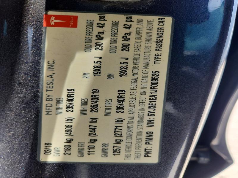 2018 Tesla Model 3 მანქანა იყიდება აუქციონზე, vin: 5YJ3E1EA1JF009525, აუქციონის ნომერი: 58323386