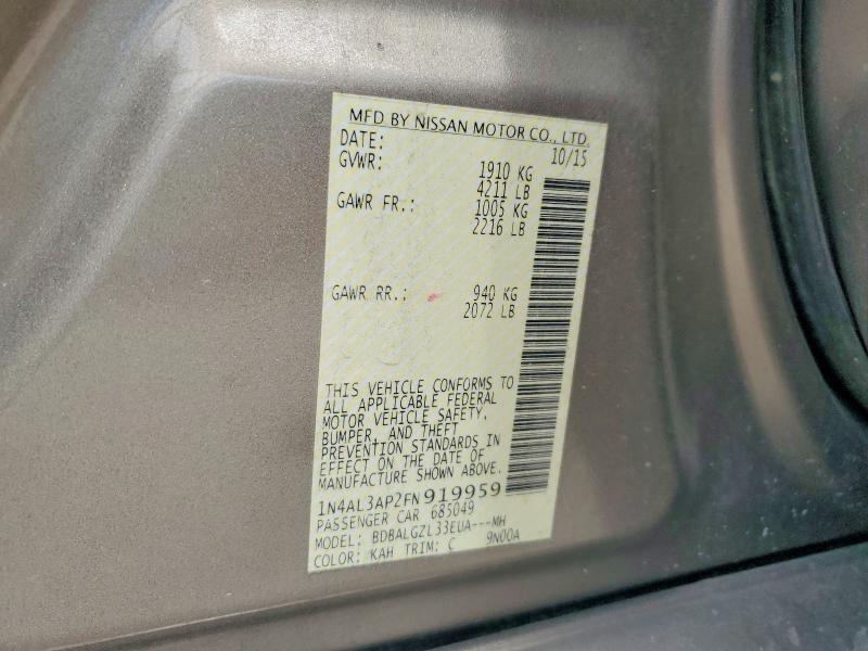 Aukcja sprzedaży 2015 Nissan Altima, vin: 1N4AL3AP2FN919959, numer aukcji: 54617056