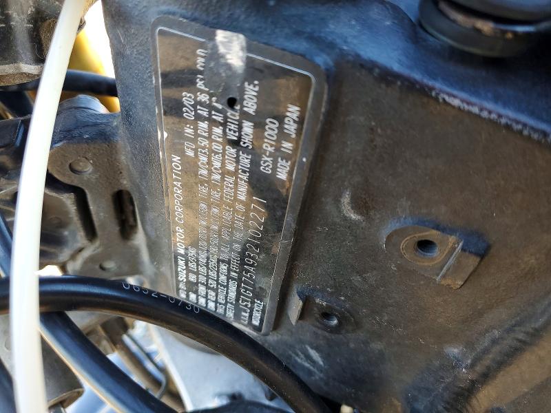 Aukcja sprzedaży 2003 Suzuki Gsx-r1000, vin: JS1GT75A932102271, numer aukcji: 58421506