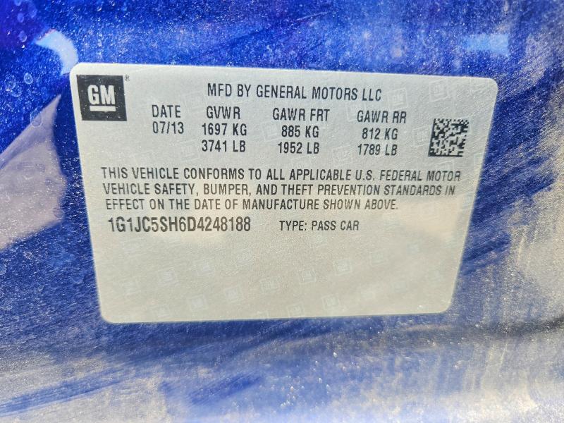 Продаж на аукціоні авто 2013 Chevrolet Sonic, vin: 1G1JC5SH6D4248188, номер лоту: 56760076