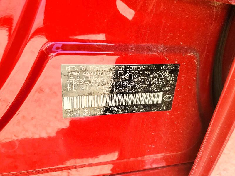 56770006 :رقم المزاد ، JTHBF1D20F5066440 vin ، 2015 Lexus Is مزاد بيع