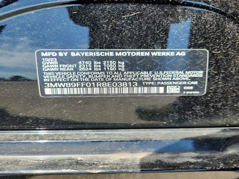 56665606 :رقم المزاد ، 3MW89FF01R8E03813 vin ، 2024 Bmw 330xi مزاد بيع