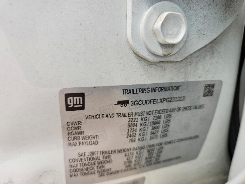 2023 Chevrolet Silverado მანქანა იყიდება აუქციონზე, vin: 3GCUDFELXPG231313, აუქციონის ნომერი: 58847996
