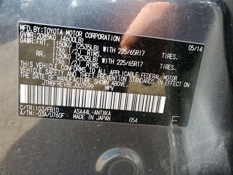 Продажа на аукционе авто 2014 Toyota Rav4, vin: JTMBFREV8EJ007599, номер лота: 56483126