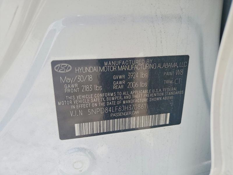 2018 Hyundai Elantra მანქანა იყიდება აუქციონზე, vin: 5NPD84LF6JH370861, აუქციონის ნომერი: 56529086