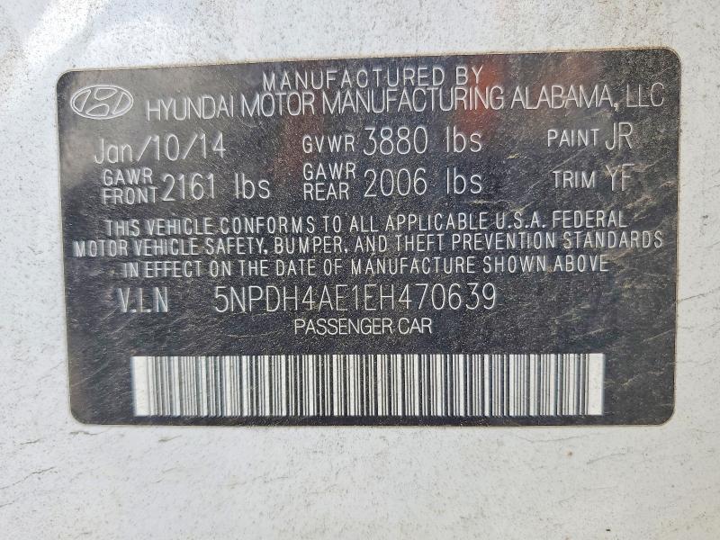 Aukcja sprzedaży 2014 Hyundai Elantra, vin: 5NPDH4AE1EH470639, numer aukcji: 57083146