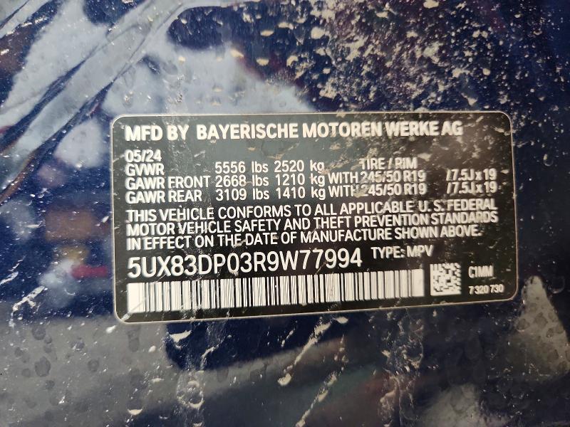 Продажа на аукционе авто 2024 Bmw X3, vin: 5UX83DP03R9W77994, номер лота: 58204796