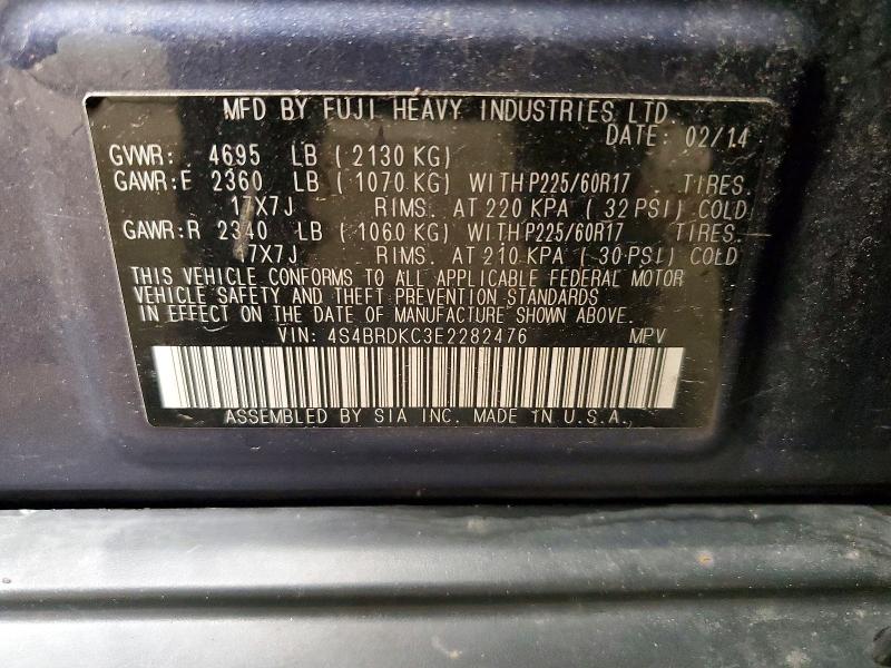 Aukcja sprzedaży 2014 Subaru Outback, vin: 4S4BRDKC3E2282476, numer aukcji: 58640076